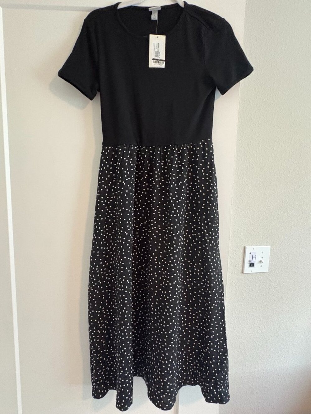 A New Day Black Polka Dot Midi Dress Size S New With Tags